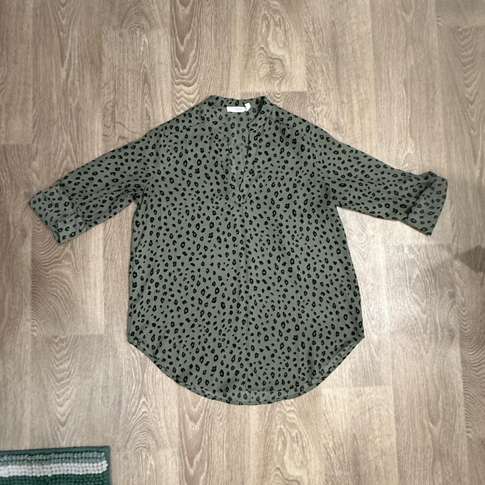 Lush Olive and Black Patterned Top